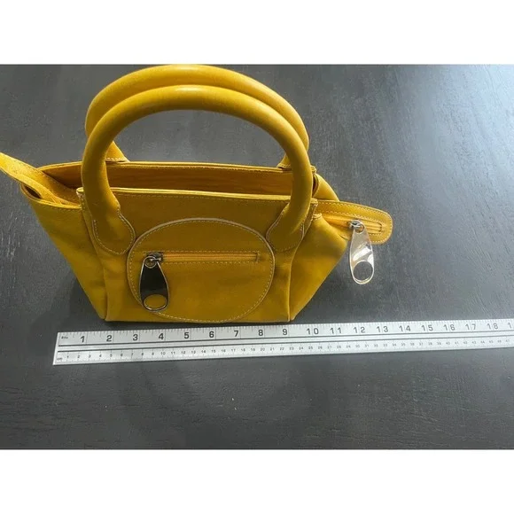 Regina‎ Yellow Genuine Leather Mini Top Handle Bag Made in Italy - Picture 12 of 14